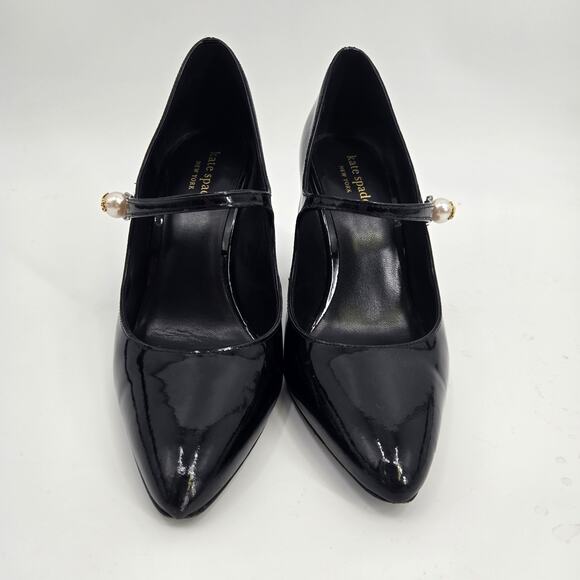 kate spade new york 8 Maren Pearl Patent Leather Mary Jane Pump Strap Almond - Picture 3 of 16